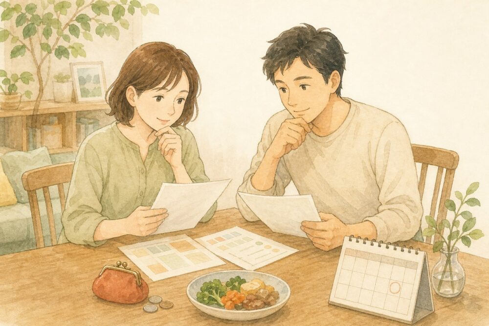 案内書類を見て宅配の費用や利用方法を検討する人